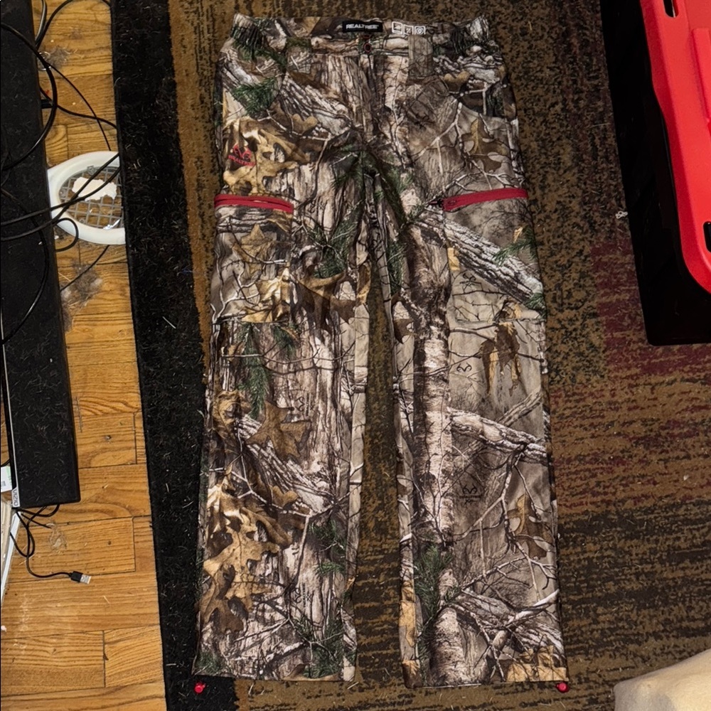 RealTree Medium Camouflage Cargo Pants with Red Accents